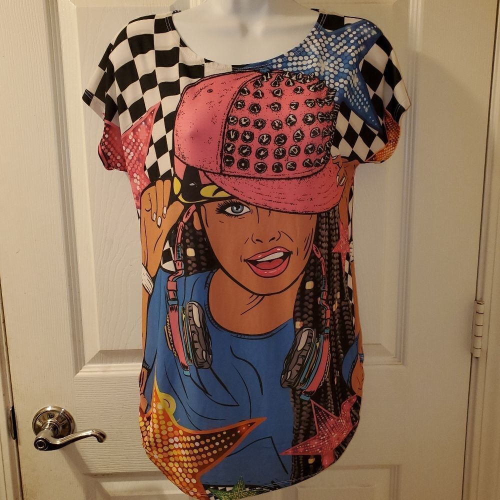 Face Kisses Hip Hop Girl Shirt L